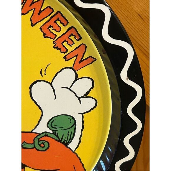 Halloween Serving Tin Metal Tray Ghost Jack O Lantern Black Cat 12” and 1" deep - Picture 4 of 9